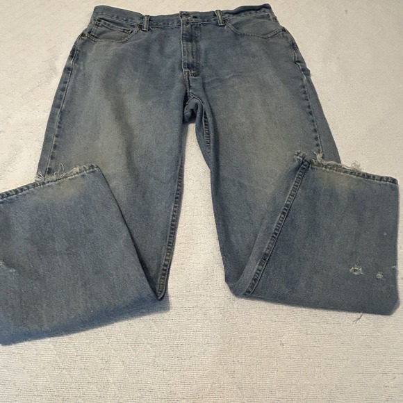 Levis 550 Jeans Mens 36x32 Relaxed Fit Western Cowboy Blue Denim Distressed - Picture 1 of 16